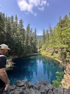 The blue waters of the McKenzie River by the retreat venue