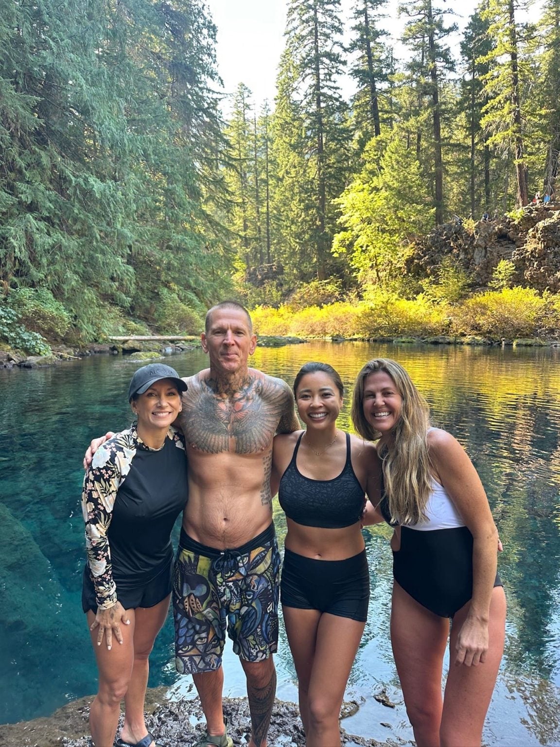 The group together by the McKenzie River after a swim