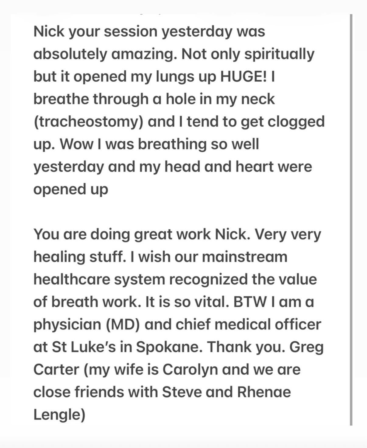A message from the Breath of Life community