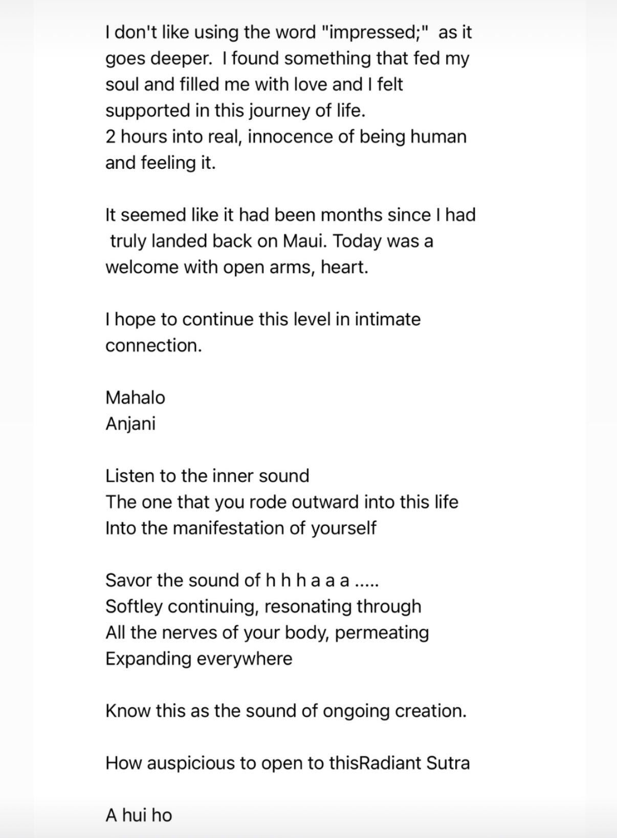 A message from the Breath of Life community